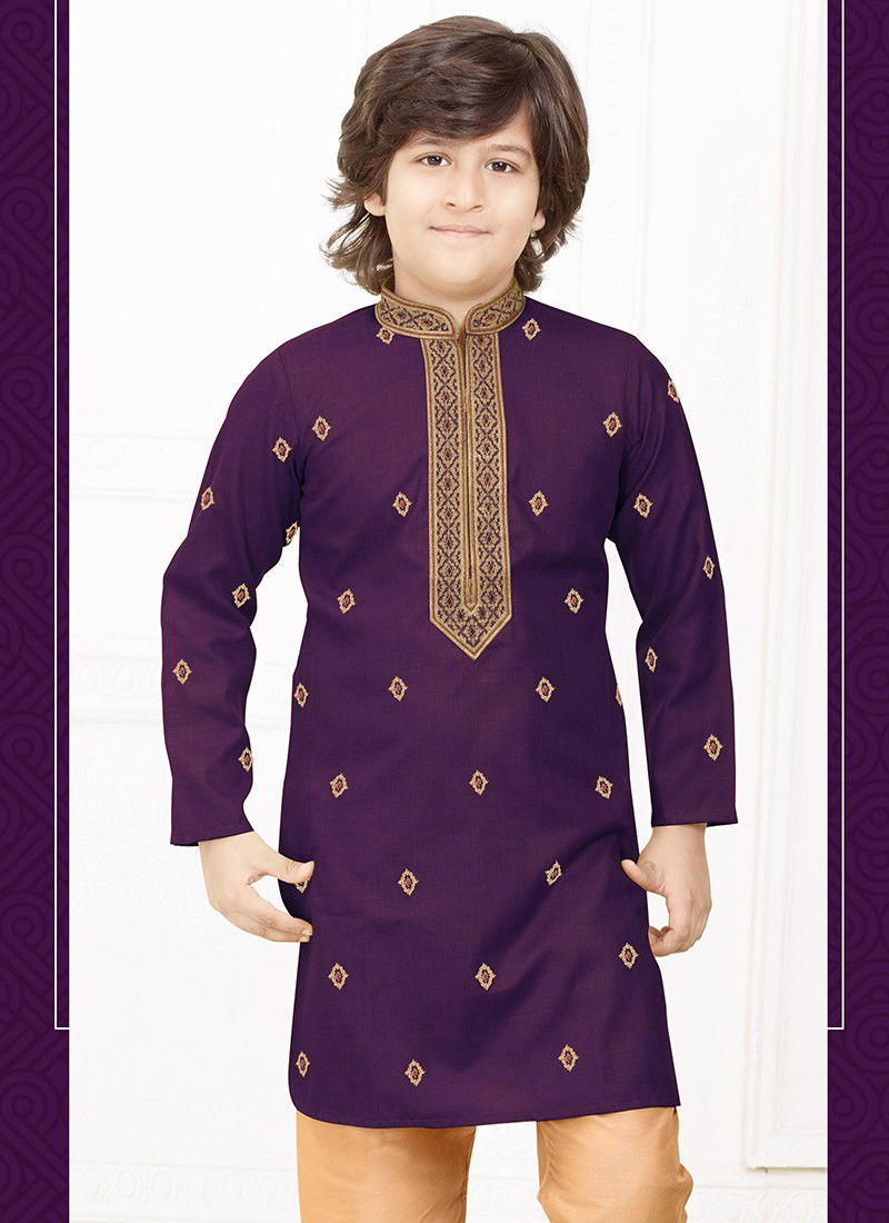 Lavender Colour MAGNET Poly Digital Print Work Kids Latest Kurta Pajama Collection MG-05